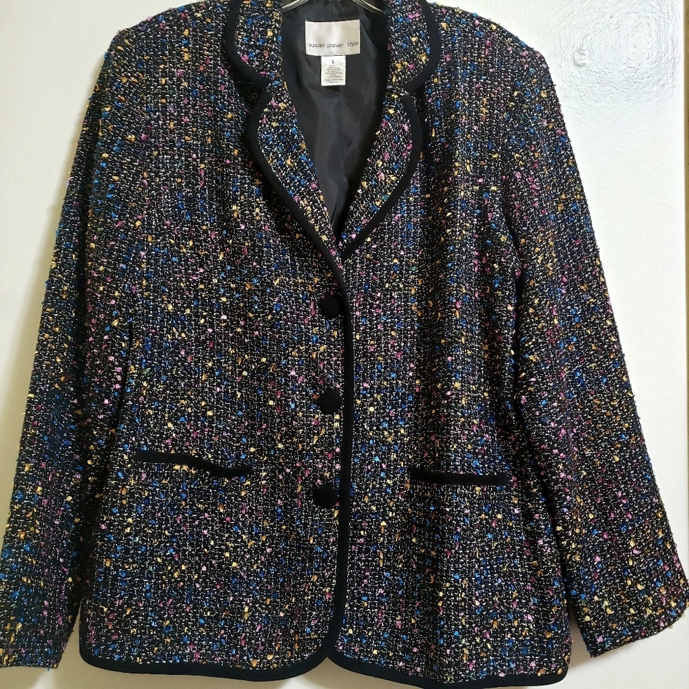 Susan Graver Style Multi Colored Tweed Blazer